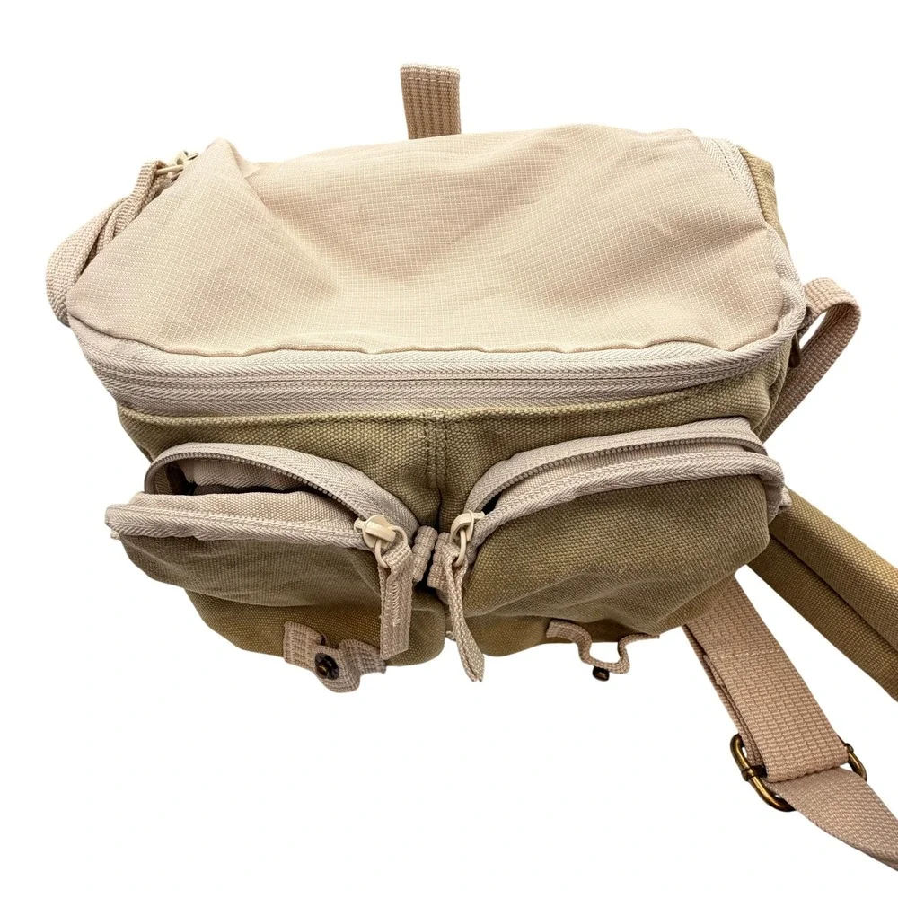 Canvas Camera Messenger Bag S Tan Adjustable Padded Crossbody Tech Travel Gear
